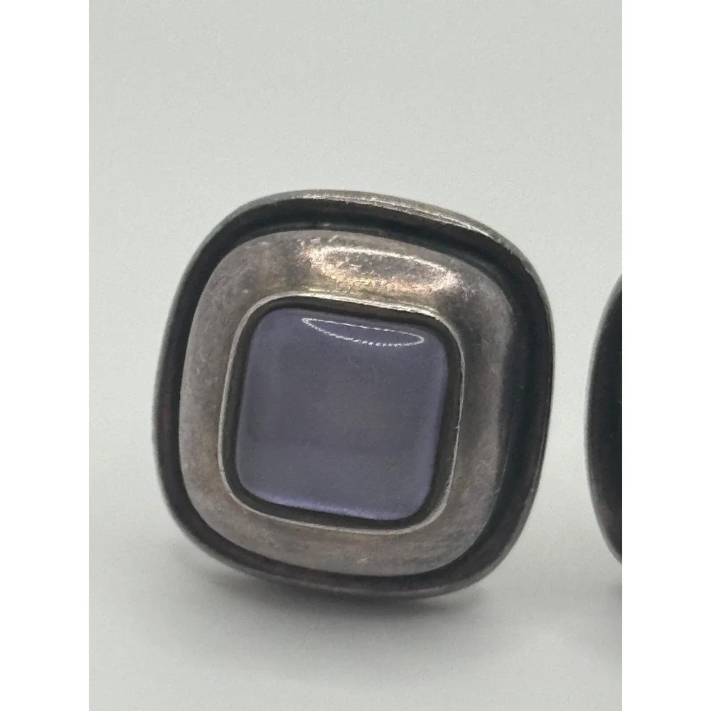 2001 Steve Vaubel Sterling Silver‎ Glass Clip On Earrings